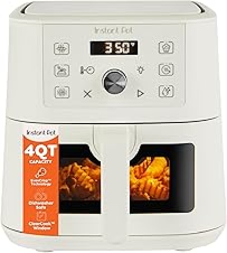 Instant Pot 4Qt VORTEX 6-in-1 Mini Air Fryer, Custom Program Options, Air Fry, Broil, Roast, Dehydrate, Bake, Reheat, Sea Salt, 4 Quarts