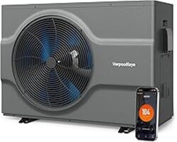 Varpoolfaye 65,000 BTU Inverter Swimming Pool Heat Pump for In Ground Pools 21,000 Gallons Electric Pool Heater for Above Ground Pool Heating Cooling WiFi Control 220v