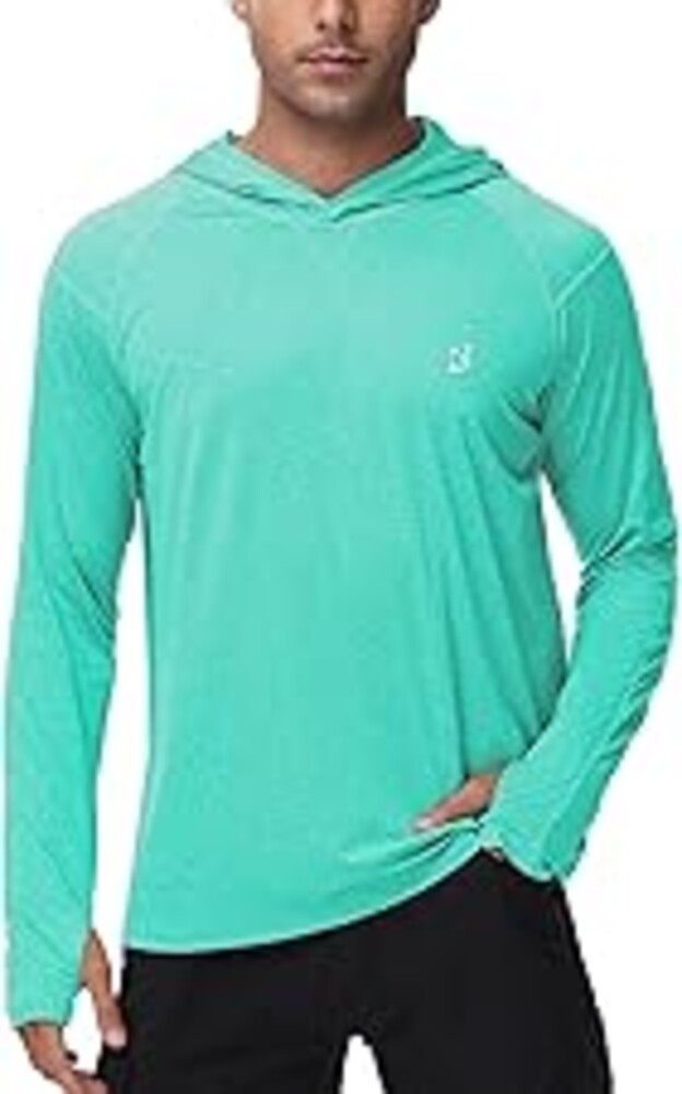 Roadbox Mens UPF 50+ Fishing Shirts, Long Sleeve UV Sun Hoodie, Hiking Running Swim Athletic Workout Shirt