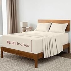 Mellanni Extra Deep Full Sheets - 4 PC Iconic Collection Bedding - Hotel Luxury, Ultra Soft, Cooling Bed Sheets - Wrinkle, Fade, Stain Resistant (Full, Golden Ivory)