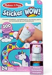 Melissa & Doug Sticker Wow!™ 24-Page Activity Pad and Sticker Stamper, 300 Stickers, Arts and Crafts Fidget Toy Collectible Character – Unicorn Creative Play Travel Toy for Girls and Boys 3+