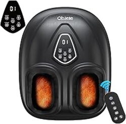 Foot Massager with Heat, Shiatsu Foot Massager with Remote, Electric Feet Massage Machine for Neuropathy,Plantar Fasciitis, Circulation, FSA Eligible HSA Store Eligible Massager (Deep Black,Corded)