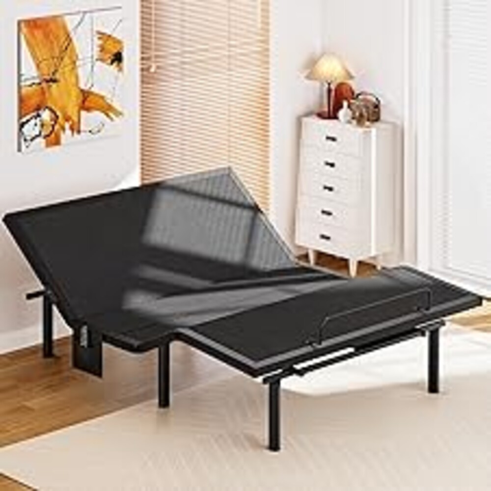 Amada Queen Adjustable Bed Base, Bed Frame with Head & Foot Incline, Wireless Remote, 4 USB Ports & LED Night Light, Head & Foot Incline, Electric Bed with 4 Height Options, 01B-Q