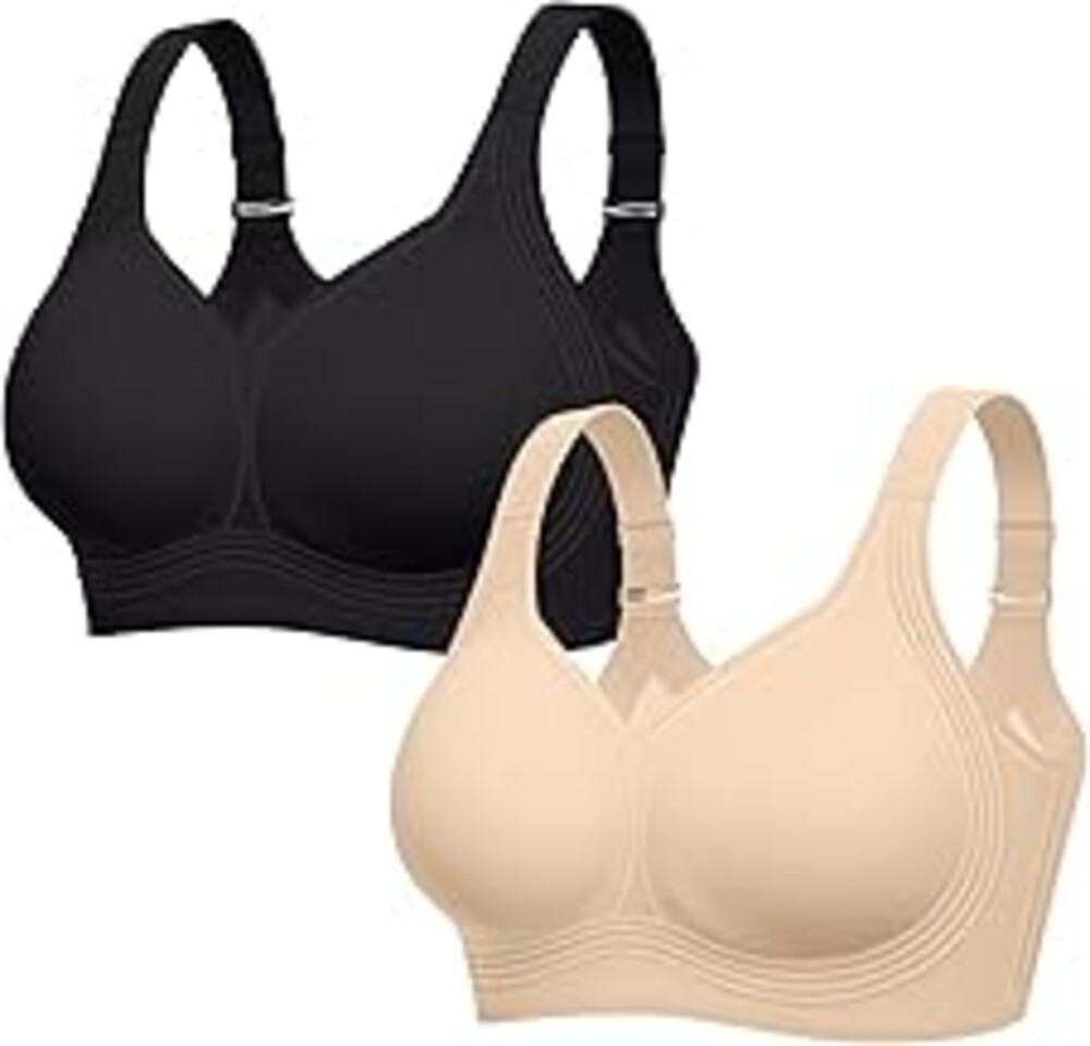 LetsJoli Bras for Women Supportive Wireless Push Up Bra Full Coverage No Underwire Seamless Plus Size for Older Women