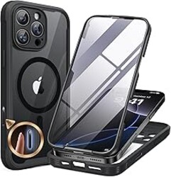 Miracase Magnetic for iPhone 16 Pro Max Case 6.9'' [Compatible with MagSafe] Full-Body Phone case with Built-in Glass Screen Protector& Camera Protector,Drop Proof 16 Pro Max Cover,Black