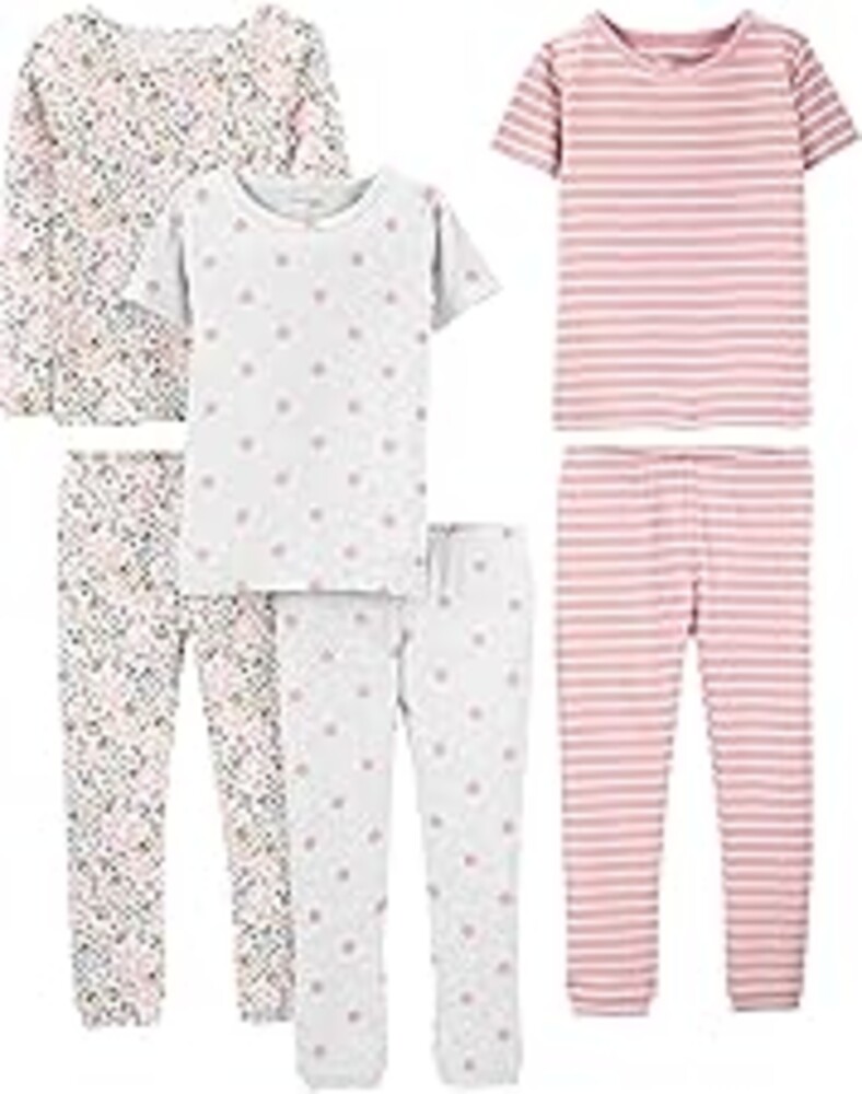 Simple Joys by Carter's girls 6-piece Snug Fit Cotton Pajama Set