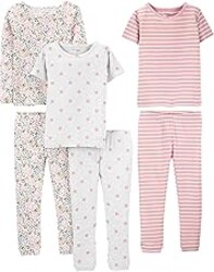Simple Joys by Carter's girls 6-piece Snug Fit Cotton Pajama Set
