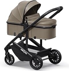 newyoo Infant Stroller with Bassinet Mode, Nestro 516M, Convertible Baby Strollers with Reversible Seat & Cup Holder, Coches para Bebes, 2-in-1 Rear-Facing Pram, Warm Taupe