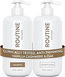 Routine Wellness Anti-Thinning Shampoo and Conditioner Set for Thinning Hair - Biotin DHT Blocker Women & Men - Color Safe Shampoo for Hair Loss & Healthier Hair - Vanilla Cashmere & Oak (Pack of 2)