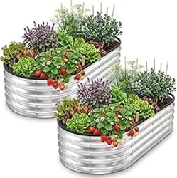 Utopia Home Galvanized Raised Garden Bed, 4x2x1 Ft Lightweight Planter Boxes Outdoor with Easy Assembly, Large Garden Bed for Vegetables, Fruits, Flowers, Silver, Pack of 2