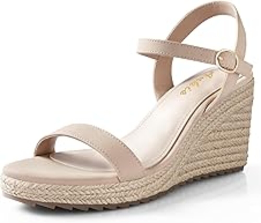 Ankis Platform Wedge Sandals for Women, Black Brown White Nude Espadrille Womens Wedge Sandals Comfortable Open Toe Ankle Strap High Heel Wedges for Women Dressy Summer -3.4Inch