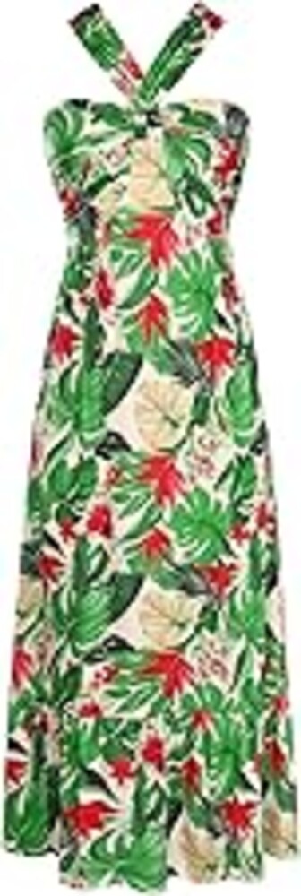 GRACE KARIN Womens Summer Floral Dresses 2026 Boho Maxi Dress Flowy Halter Sundress Casual Vacation Beach Clothes with Pocket