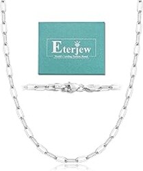Eterjew 18K Gold Plated and 925 Sterling Silver Paperclip Chain Necklace for Women, 3mm 4mm Women's Chain Necklace, World's Top Craftsmanship Necklace for Women 16 18 20 22 24 26 Inch