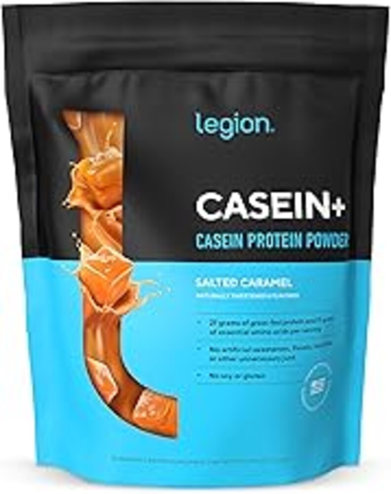 LEGION Casein+ Casein Protein Powder (Salted Caramel) - Slow-Release Micellar Casein Protein Powder - Non-GMO, Gluten-Free & Naturally Sweetened CaseinPowder from Grass-Fed Cows