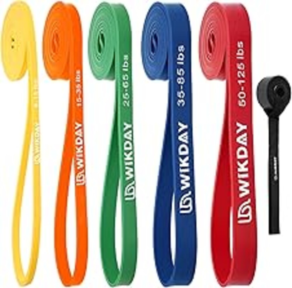 WIKDAY Resistance Bands, Pull Up Bands, Workout Bands for Exercise, Thick Heavy Resistance Band Set with Door Anchor, Elastic Bands for Body Stretching, Training at Home/Gym for Men & Women