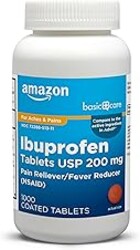 Amazon Basic Care Ibuprofen Tablets, Fever Reducer and Pain Relief from Body Aches, Headache, Arthritis Pain and More, 1000 Count