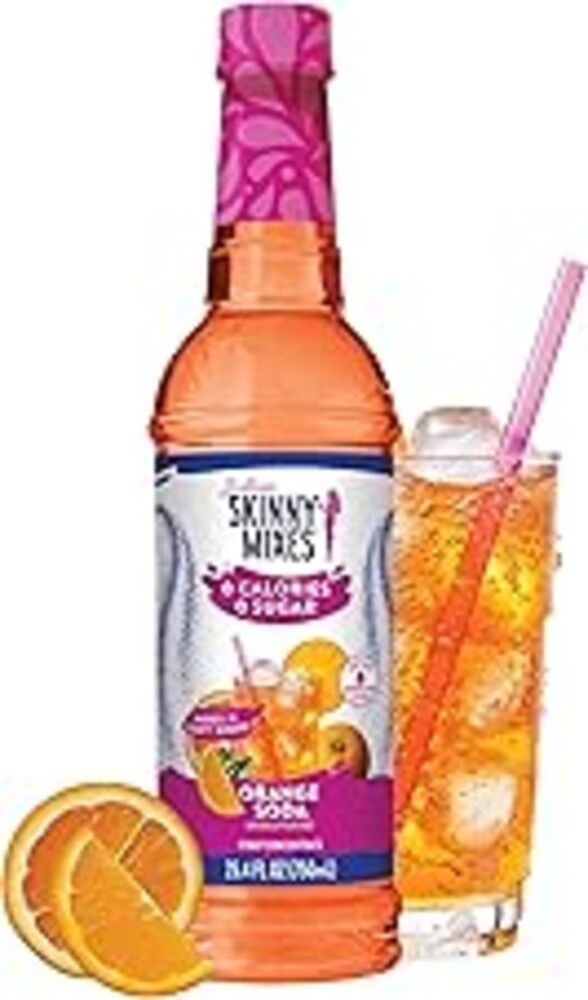 Jordan's Skinny Mixes Sugar Free Syrup, Orange Soda Flavor, Fruit Flavored Water Enhancer, Drink Mix for Iced Tea, Lemonade, Drinks, Low Calorie Water Flavoring, Dairy & Gluten Free Kosher, 25.4 Fl Oz