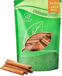 Soeos Cinnamon Sticks, 16 oz (1 lb) Bulk Bag, 3.5 Inchs Length, Premium Whole Cinnamon for Baking, Cooking, Desserts, and Beverages, Rich Aroma & Warm Flavor, Ideal for Tea, Coffee, and Holiday Recipes