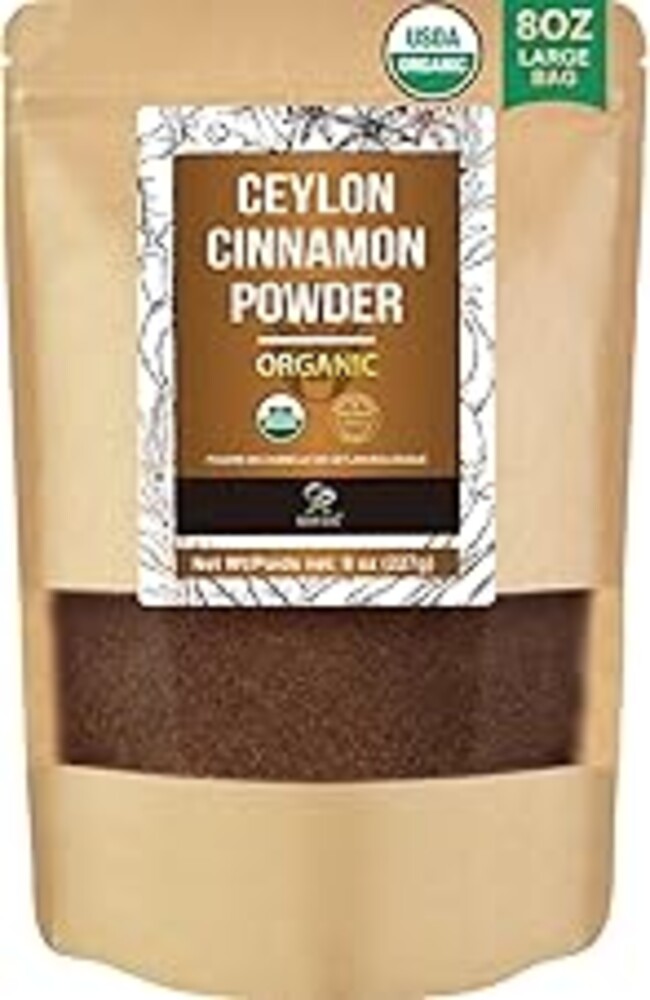 Soeos Organic Ceylon Cinnamon Powder, 8oz (Pack of 1), Premium Ground Cinnamon, Non-GMO, Gluten-Free, Freshly Packed