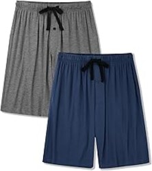 BAMBOO COOL Men's Pajama bottoms Lounge Sleep Shorts Soft Comfortable Breathable Pajamas Shorts with Pockets 2 Pack