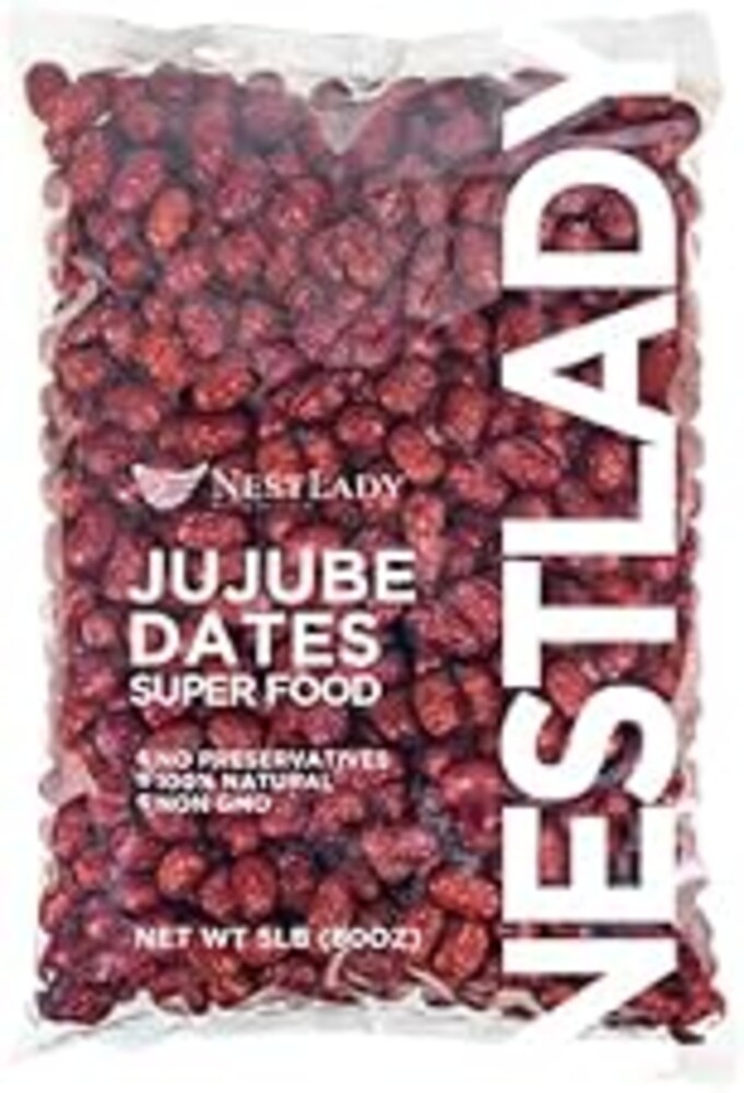 NESTLADY Premium Jujube Date, Chinese Red Date, (Hong Zao),Net weight: 5LB, 红枣, 100% Natural, Improve sleep, Health Snack, Dried Fruit, Sweet and Chewy, Harvested in China,Packed in USA