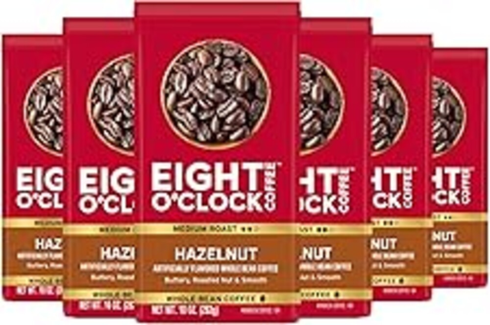 Eight O'Clock Coffee Hazelnut, Medium Roast Ground Coffee, Buttery, Smooth & Nutty, 100% Arabica, 10 Ounce (Pack of 6)
