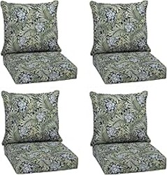 Arden Outdoor Deep Seat Cushion Set (4-Pack), 24 in x 24 in, Weather-Proof, Rain-Proof, Fade Resistant Patio Cushion for Chair, Sofa, and Couch Sapphire Morrison Floral