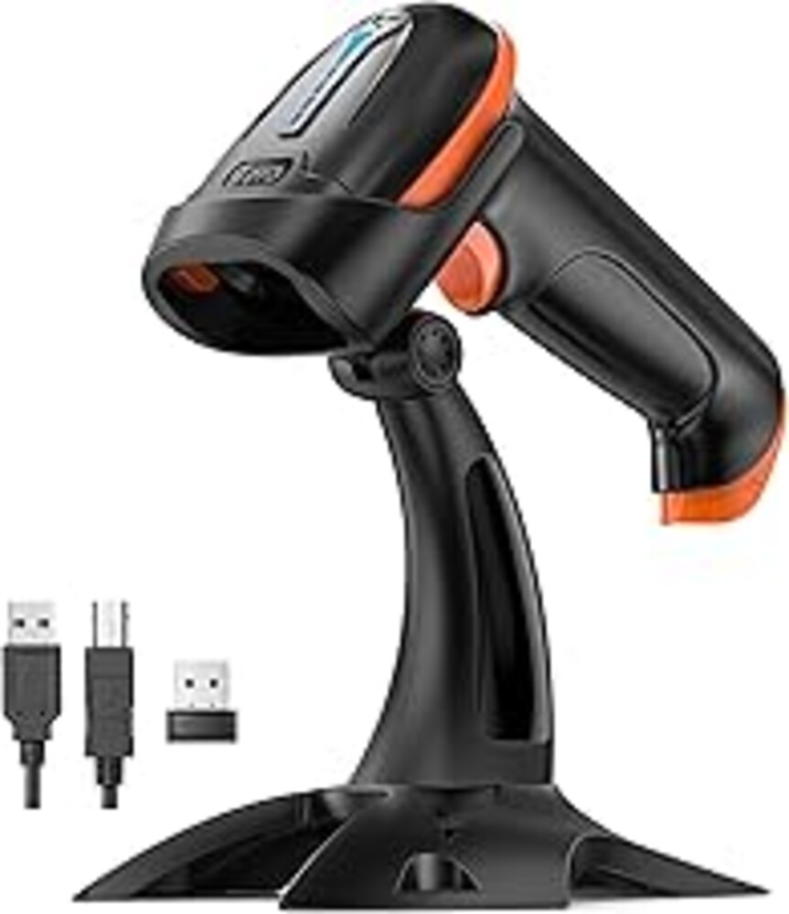 Tera 1D 2D QR Barcode Scanner Wireless and Wired with Battery Level Indicator Digital Printed Bar Codes Reader with Stand Portable Handheld Barcode Scanner Compact Plug and Play Model D5100-Z