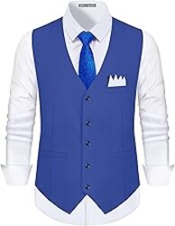 Gentle Season Men's Formal Suit Vest with Tie Pocket Square Slim Fit 3 Pockets Waistcoat Vest Set for Men