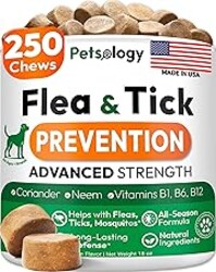 Flea and Tick Prevention for Dogs Pills - 250 Soft Chews - Natural Dog Flea & Tick Control - Oral Defense Treatment for Dogs Supplement - Vet Formulated Chews - All Breeds & Ages - Made in USA