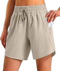 Ksmien Women's 5"/ 7" Athletic Running Shorts Quick Dry Lightweight Workout Gym Shorts with Zipper Pockets UPF 50+