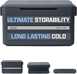 Coleman Snap 'N Go 55-Quart Collapsible Hard Cooler, Portable Hard-Sided Cooler with Waterproof Removable Liner, Space-Saving & Quick Set Up, 64 Hours Cold, Mussel Grey