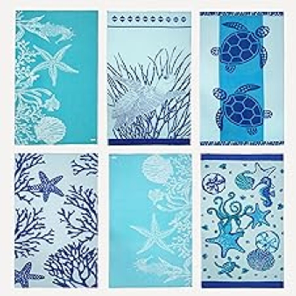 LANE LINEN Beach Towels 6 Pack, Oversized Pre-Washed Large Stylish Pool Towels for Adults, Quick Dry Lightweight Travel Towel, 39"x71" - Coral Beach
