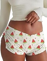 FaroDor Cute Micro Pajamas Shorts for Women Low Rise Side Slit Ruched Lounge Shorts Pj Bottoms