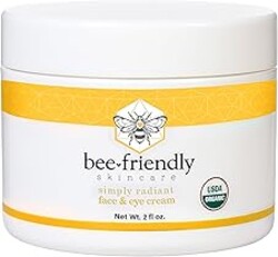 BeeFriendly Organic Face and Eye Cream, USDA Certified Organic Facial Moisturizer, All In One Natural Face, Eye, Neck, Decollete Cream Reduces Wrinkles & Lines, 2 oz