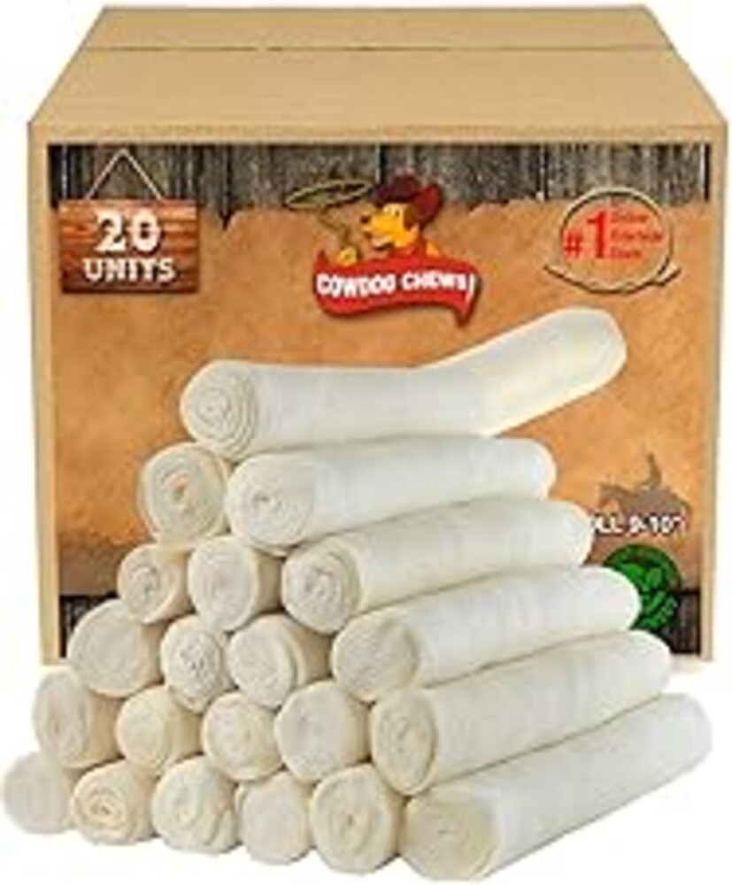 Cowdog Chews Retriever roll 9-10 inch All Natural Rawhide Product (20 Pack)
