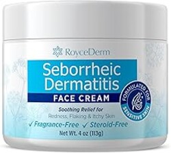 Roycederm Seborrheic Dermatitis & Psoriasis Face Cream – Steroid-Free Moisturizer for Redness, Flaking & Sensitive Skin – Face, Scalp & Body Daily Relief – Fragrance-Free, Non-Greasy, 4 oz