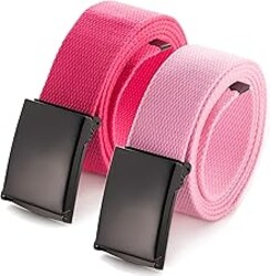 Mile High Life Cut To Fit Canvas Web Belt Size Up to 52" with Flip-Top Solid Black Military Buckle