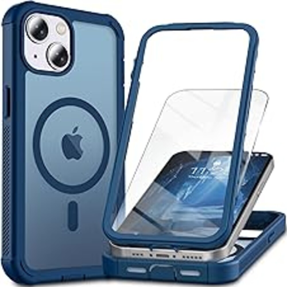 Ratcase Magnetic for iPhone 15 Case,[Screen Protector] [Compatible with MagSafe][Military Grade Drop Protection][Heavy Duty Protection][Shockproof] 2-Layer Durable Bumper Phone Case 6.1"-Blue