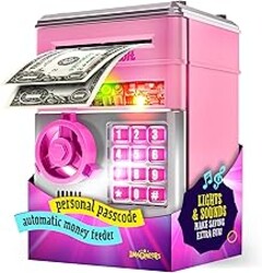 Piggy Bank for Kids - Electronic Money Saving Box w/Code- ATM Safe - Toy Coin Bank - Toys for Girls Age 3, 4, 5, 6, 7 - Birthday Gifts for 8, 9, 10, 11, 12 Year Old Girl