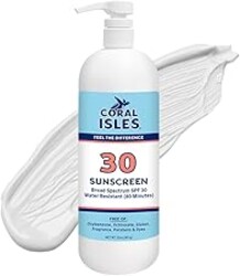 Coral Isles by Rocky Mountain Sunscreen | SPF 30 Lotion | Broad Spectrum UVA/UVB Protection | Hawaii Reef-Safe Act Compliant | Oxybenzone & Octinoxate Free | Water Resistant 80 Min. | 32 Fl Oz