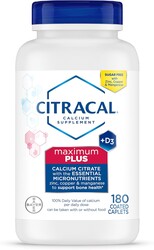 Citracal Maximum Plus Calcium Supplement - Calcium Citrate with Vitamin D3, Zinc, & Essential Minerals for Bone Health Support, Ages 12+, 180 Count (Packaging May Vary)