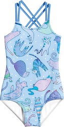 LQSZ Girls One Piece Swimsuits Quick Dry Beach Bathing Suit Cross Shoulder Strap Swimwear