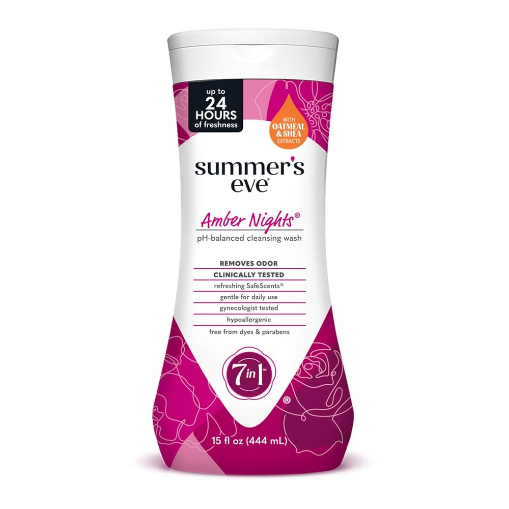 Summer's Eve Amber Nights with Oat and Shea Extracts, Daily Refreshing All Over Feminine Body Wash, Removes Odor, Feminine Wash pH Balanced, 15 fl oz