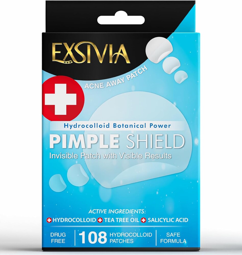Exsivia Acne Pimple Patches, Ultra Thin Gentle Blemish & Zit Covers, Natural and Optimal Healing, Suitable for All Skin Types, 108 Hydrocolloid Patches