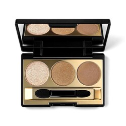 KYDA 3 Colors Eyeshadow Plaette, Shimmer Brown Eyeshadow, Pearl Champagne Bronzer Eyes Shadow, Lasting High Pigment Neutral Earth Tone Eye Shadow, Mini Eyes Glitter Makeup Pallet for All Skin