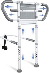 Bedside Rail for Elderly Safety Adjustable Bed Aid with Storage Pocket, Non-Slip Handle,400 lbs Gravity Capacity Gray(Stand-Compatible with Bed Frames 13.19" or Higher)