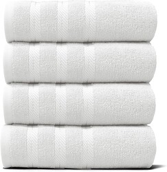Hearth & Harbor Luxury Hand Towels - 100% Ring Spun Cotton Hand Towels for Bathroom, Shower, Spa, Soft & Absorbent Towels, 4 Piece Set, White
