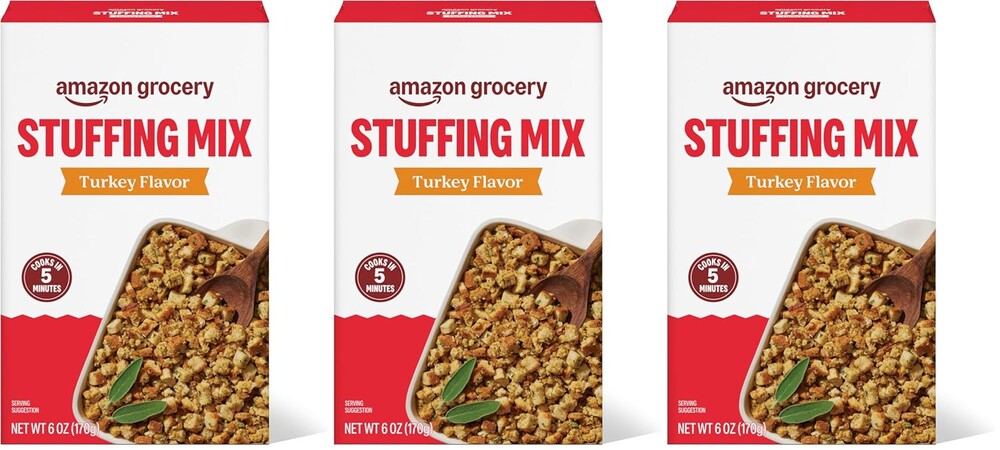 Amazon Fresh, Stuffing Mix Turkey Flavor, 6 Oz (Pack of 3)