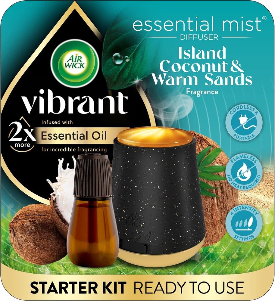 AIR WICK® Essential Mist - Vibrant Starter Kit - 1+1 Island Coconut & Warm Sands, Air Freshener, Essential Oils